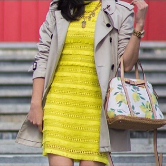 J crew yellow tassel fringe embroidered dress - Picture 1 of 8